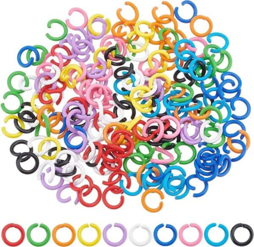 500 stk fargerike hoppringer 10 farger åpne hoppringer 8mm O-ring-kontakter
