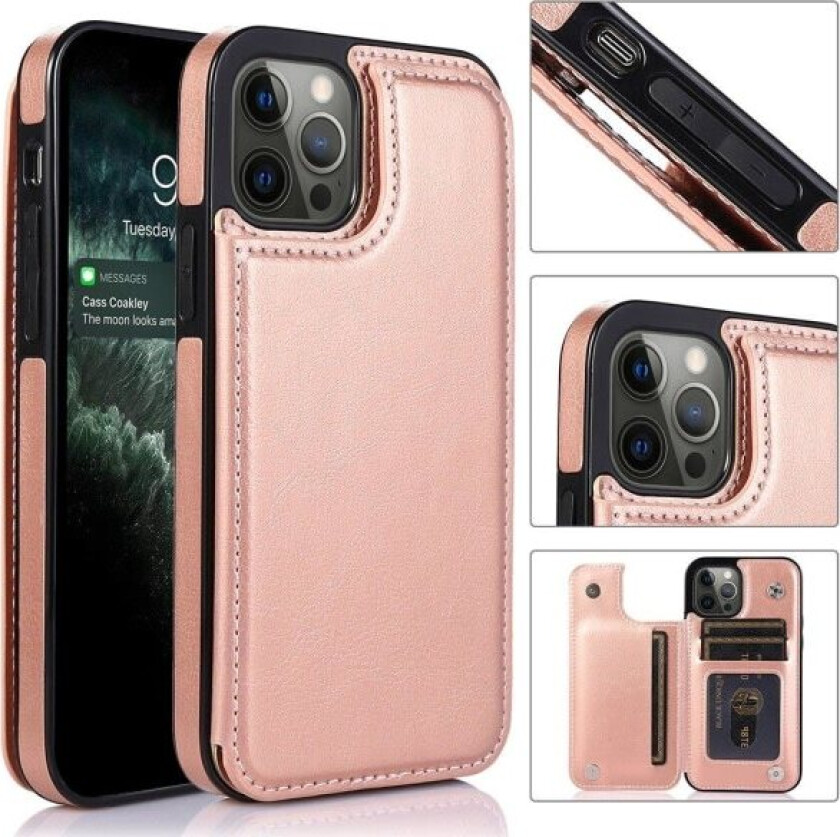 iPhone 13 Pro Max - Elegant og Effektivt Deksel med Kortholder Roségull