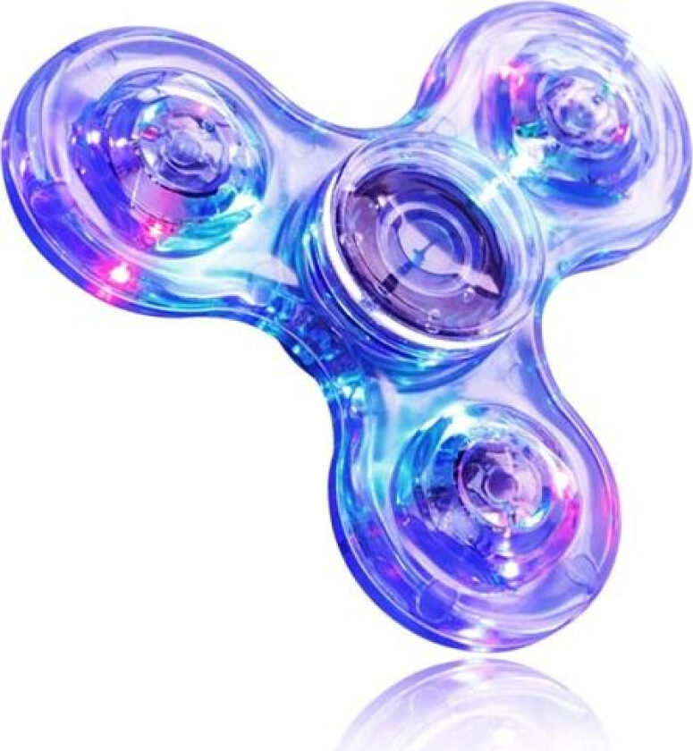 2 stk LED Lys Fidget Spinner - Krystallblå, Lys Fidget Fin
