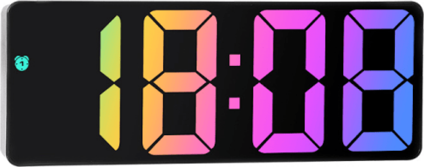LED digital klokke ved sengekanten vekkerklokke morgen, lydkontroll/ikke-tikk/snooze/temperatur/dato klokkeslett Justerbar lysstyrke black