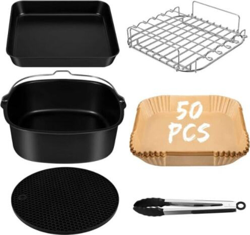 (6-delt sett)Airfryer-tilbehør kun for COSORI 5,5L, Airfryer-tilbehør