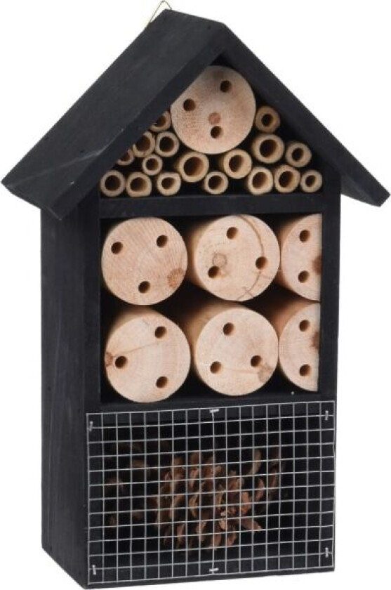 Insektshotell Insektshus Hus Trä Svart 25 cm Black