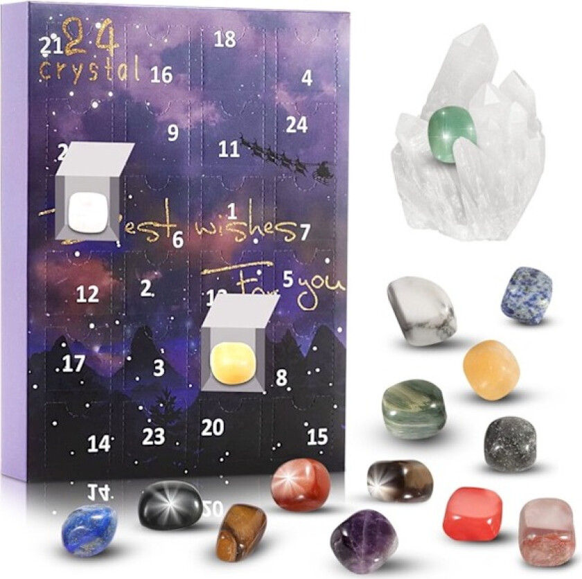 Adventskalender 2025 - 24 Dagers Naturstensboks, Malmmineraler & Steinsamling Læringssett Style 1