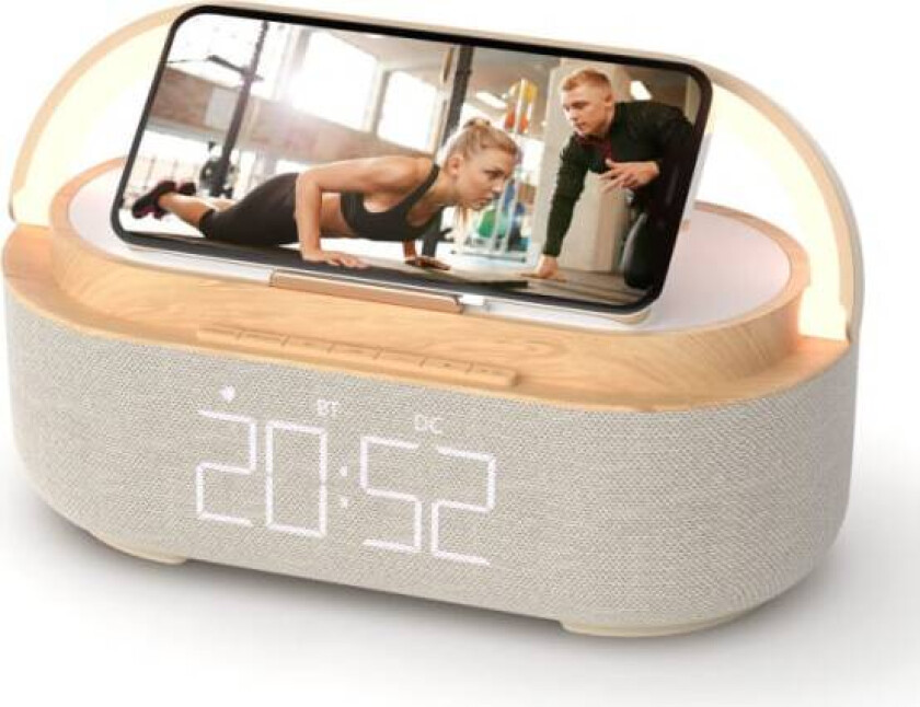 Radiovekkerklokke digital med trådløs lader Smart vekkerklokke