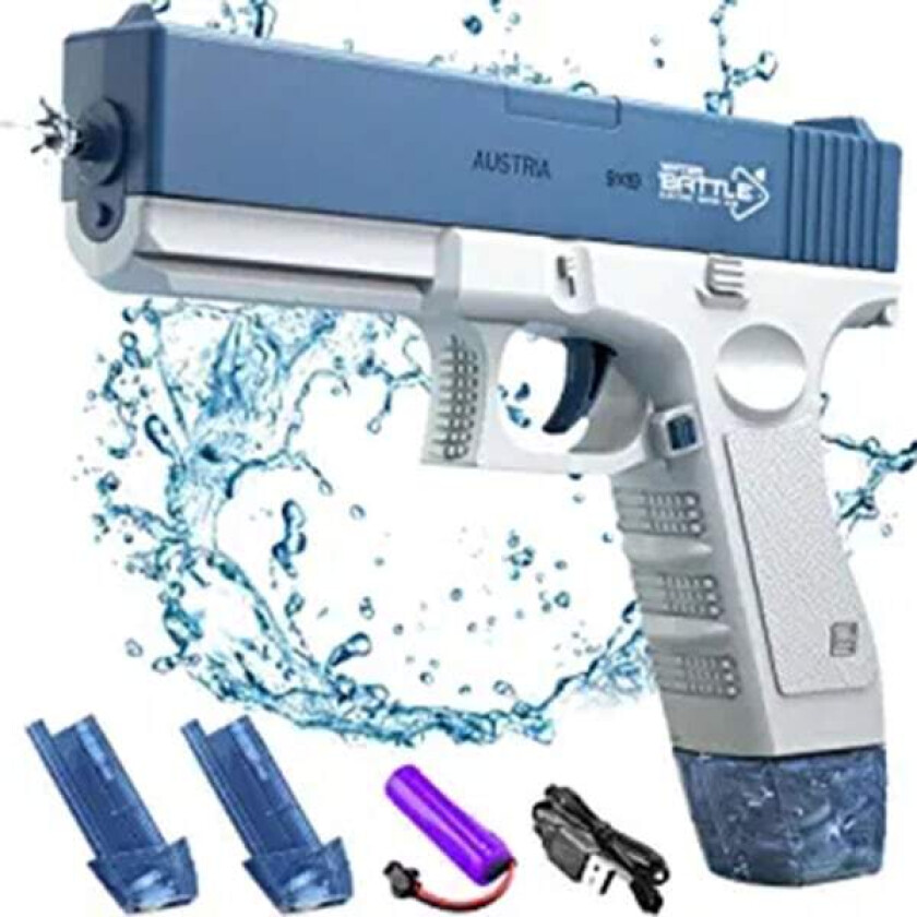 Elektrisk vannpistol Glock Automatisk vannblaster badeleketøy - blue 2 water tank