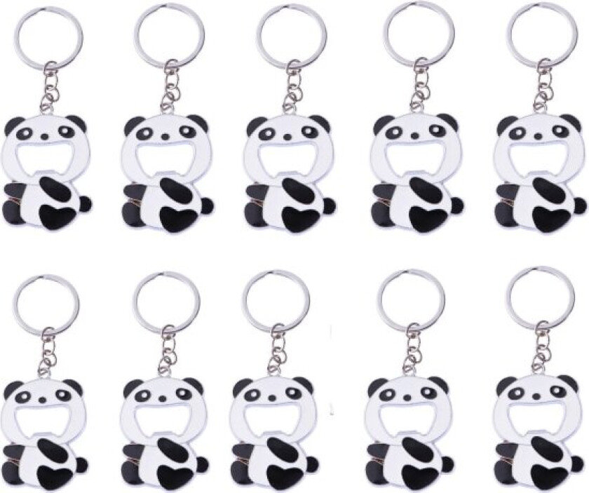 10 stk. Panda nøkkelring med flaskeåpner