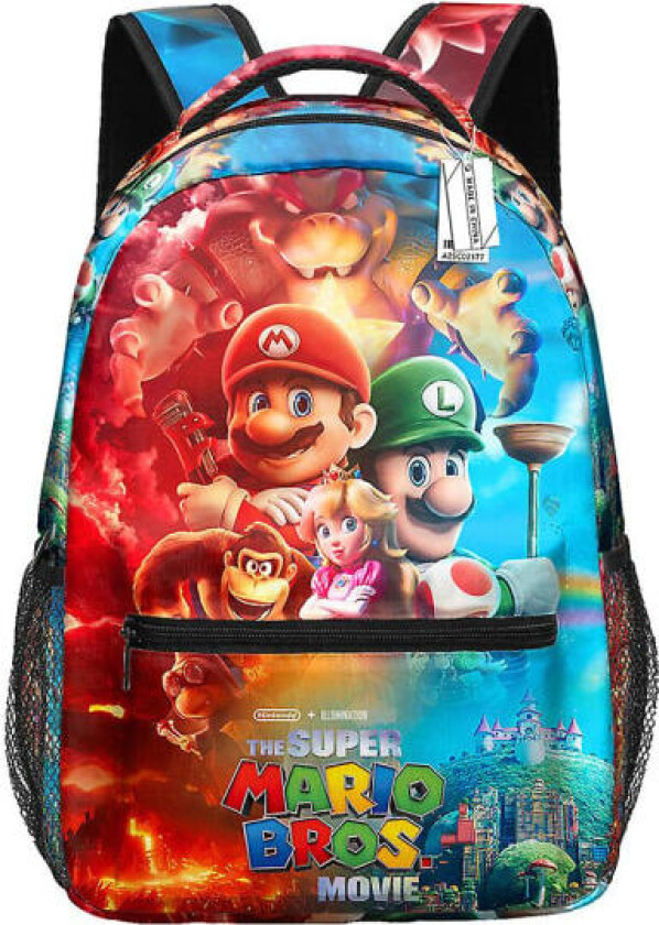 Barn Super Mario Print ryggsekk Skoleveske med stor kapasitet -1 C