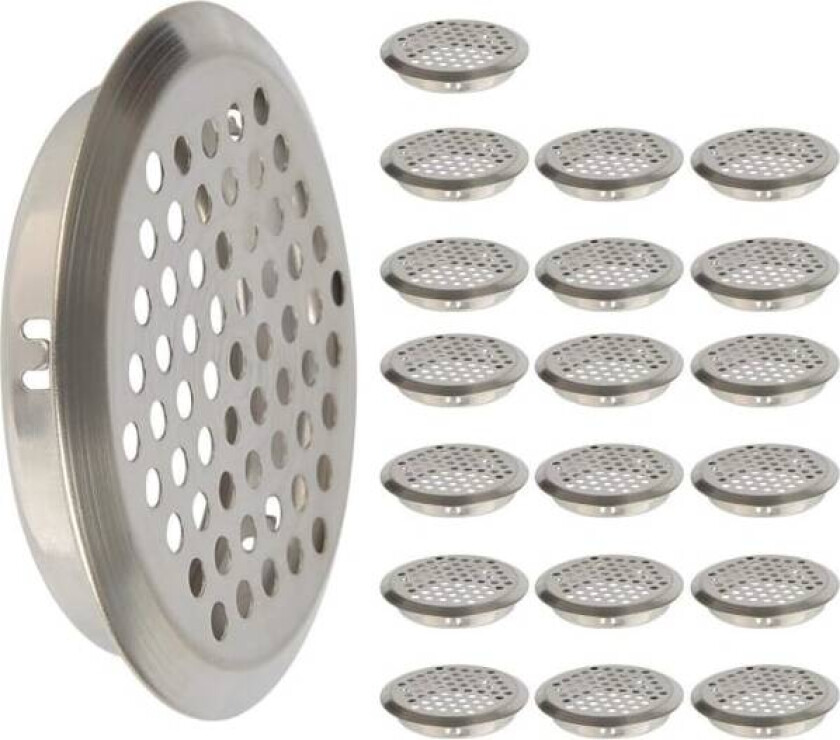 20 stk 53mm RUSTFRITT STÅL Ventilasjonsgitter Rund Mesh Pustende Luftfrisker for Skap Skap Avtrekksluft Avtrekksgitter Kjøkkenmøbler V