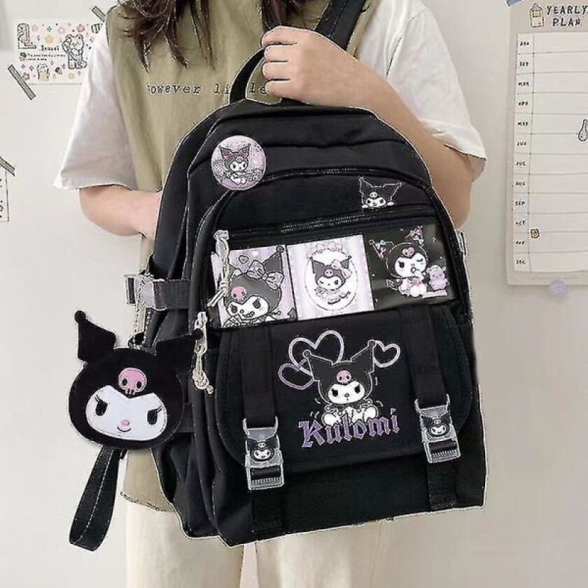 Ny Sanrio Kuromi Ryggsekk Skulder Bag Pompompurin My Melody Studenter Skole Bag Stor Kapasitet Tegneserie Søt Skole Bag (FMY) type2