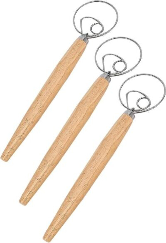 3 stk. dansk deigvisp, brødblander, blender, rustfritt stål krok nederlandsk visp med en deigskrape