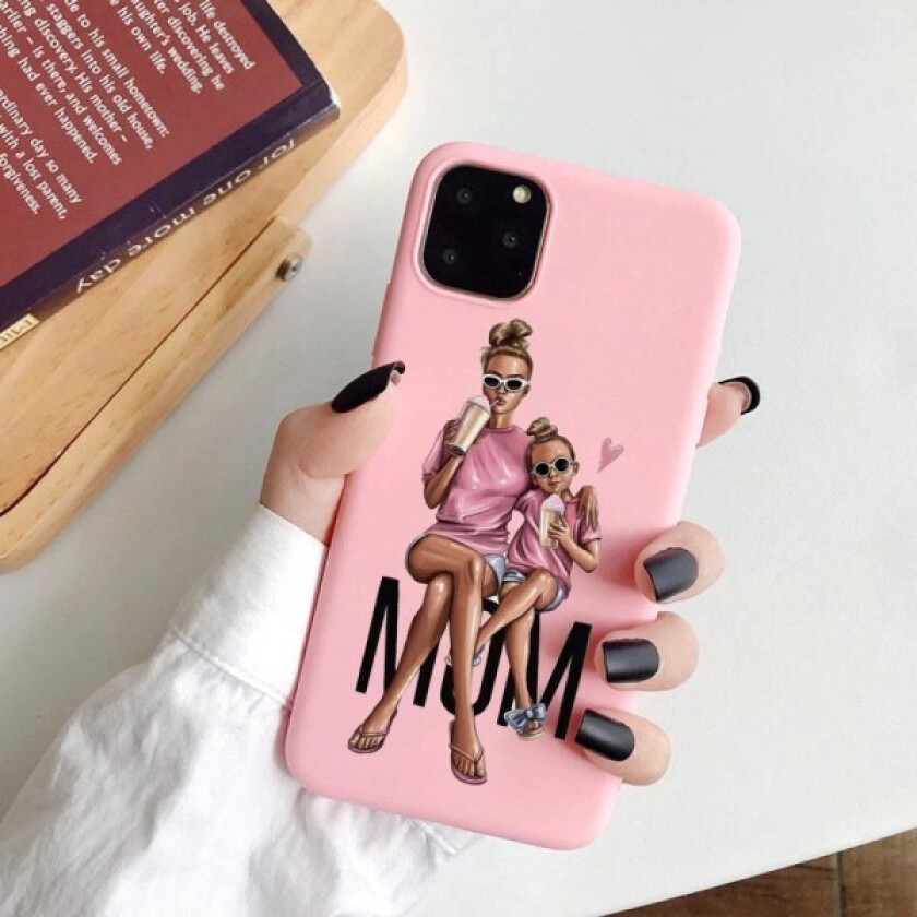 iPhone 12 & 12 Pro case mom daughter pink cute adorable Pink one size
