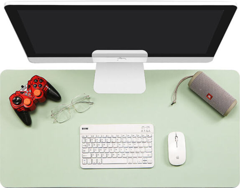 PU-Lær Skrivebordsmatte, Utvidet Musematte, Vanntett Skrivebordsbeskytter, Ultratynn Stor Laptop Tastaturmatte (Matcha Grønn), Ensidig