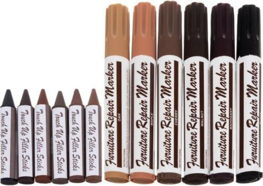 Repareringspenn for møbler og paneler - 12-pakning flerfarget med blyantspisser