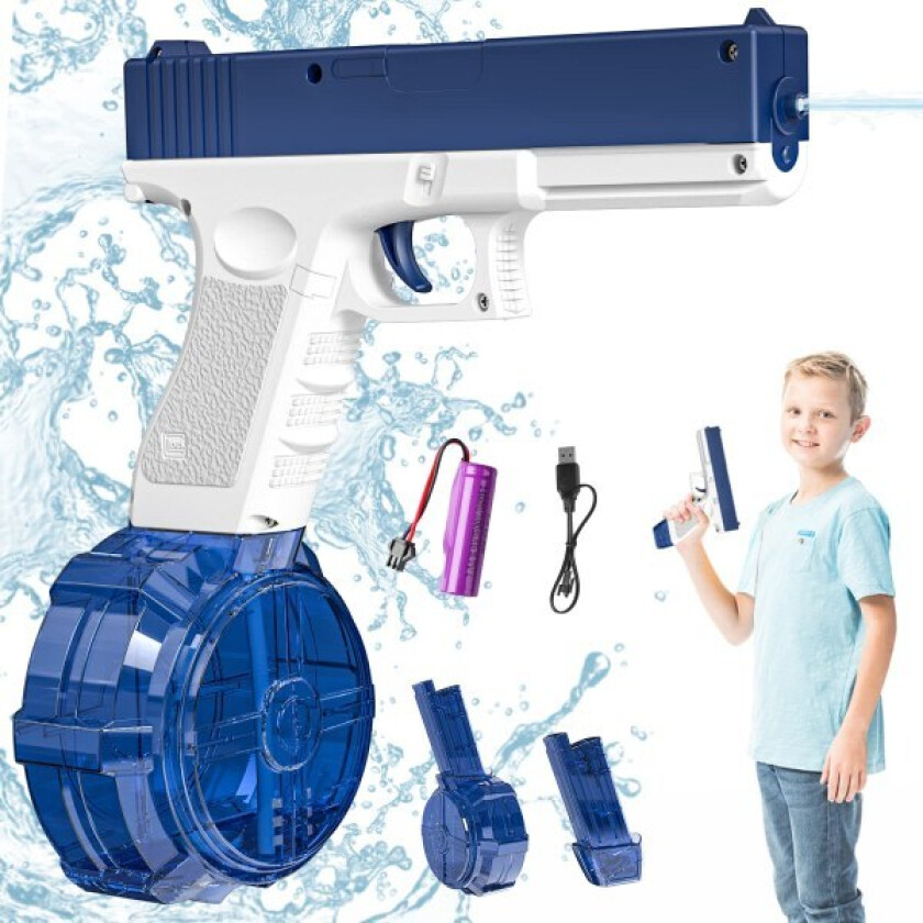 Elektrisk vannpistol Glock Automatisk Vannkanon Barn Badeleker Strandleker blå blå
