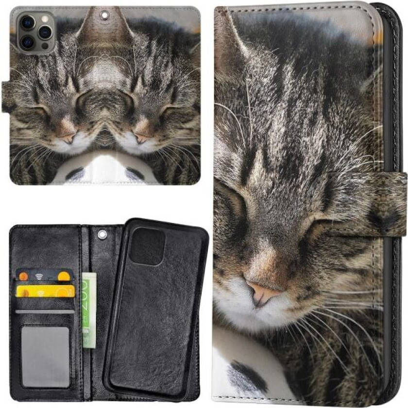 iPhone 13 Pro Max - Lommebok Deksel Sovende Katt Multicolor
