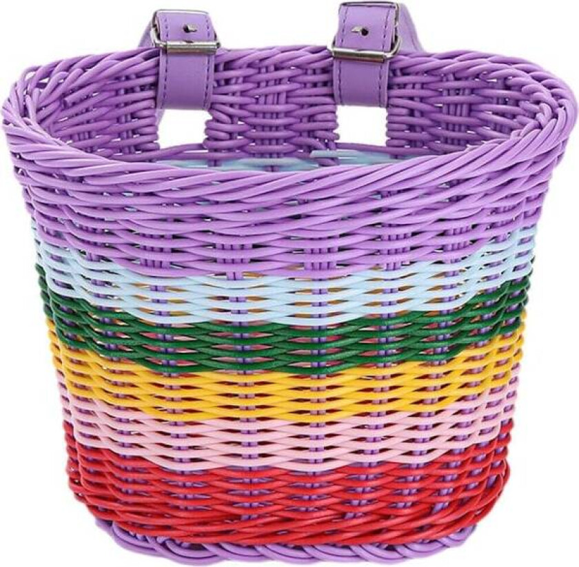 Bilde av Flettet sykkelkurv Fargerik sykkelkurv foran Sykkelkurv for småbarn Scootertilbehør Sykkellagringkurv for barn