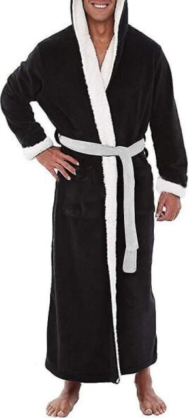 Menn Lang Hettemorgenkåpe Myk Nattøy Morgenkåpe Nattklær Dark Blue XL