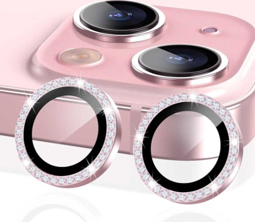 iPhone 13/13 Mini kameradeksel Bling Diamond Pink rosa