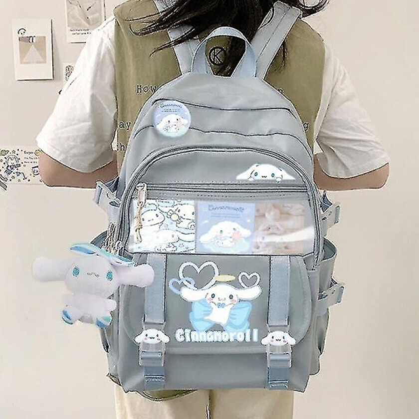 Kawaii Sanrio Mymelody Kuromi Cinnamoroll Pompom Purin Ny Ryggsekk Tegneserie Stor Kapasitet Student Skoleveske Utendørs Ryggsekk I