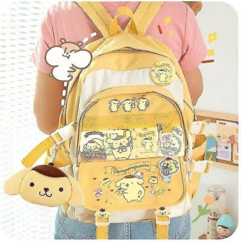 Ny Sanrio Kuromi Ryggsekk Skulderveske Pompompurin Veske Lar Søt Veske (FMY) type1 41cm x 31cm x 13cm