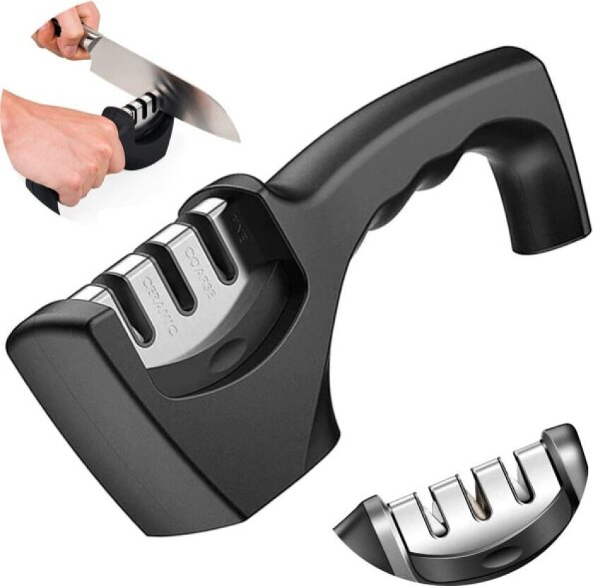 3-i-1 Keramisk Knivsliper - Slipe dine kniver Black