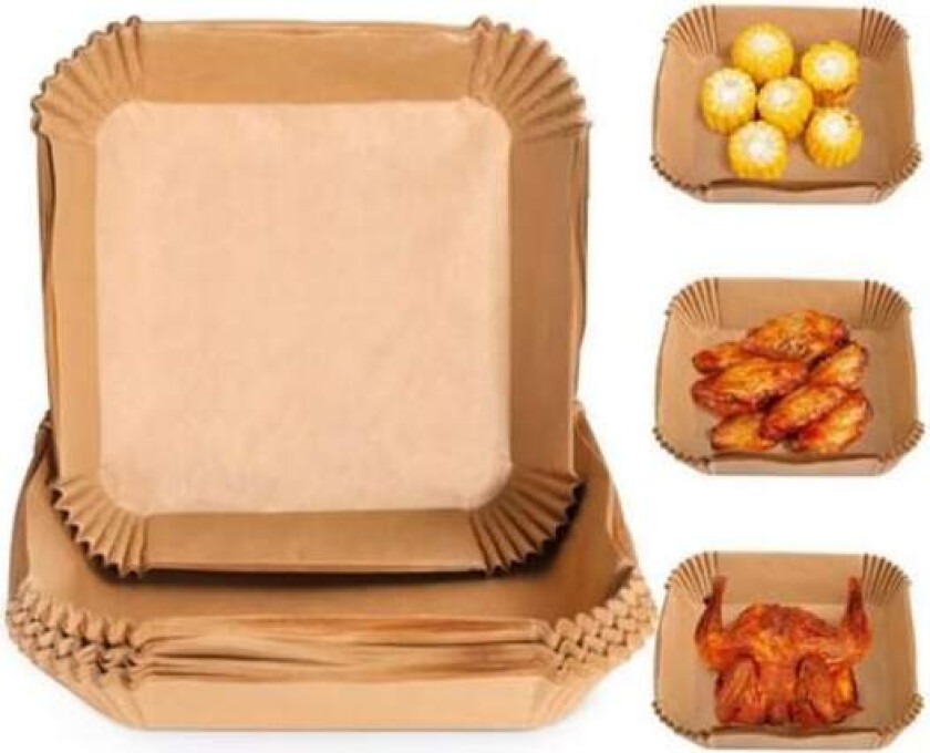 Firkant 100-pakke Air Fryer-papir - Brun 20 x 20 cm brun 150 brown 150