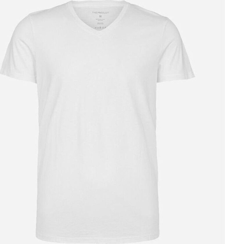 Men V-Neck T-Shirt 10 White Hvit S