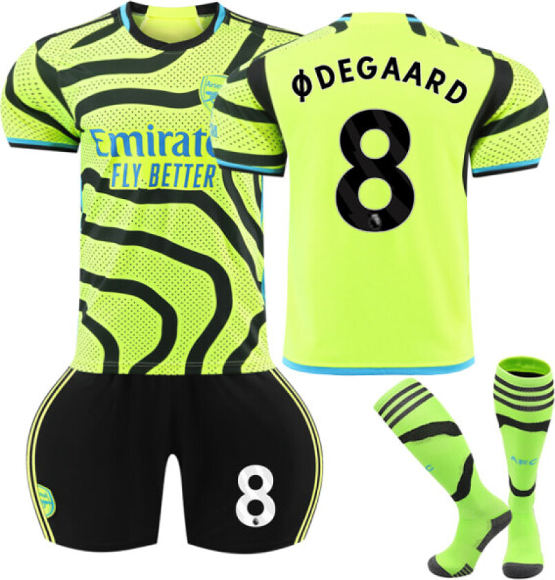 2023-2024 Arsenal Away Kids Fotballdrakt med nr. 8 Ødegaard Sokker 26