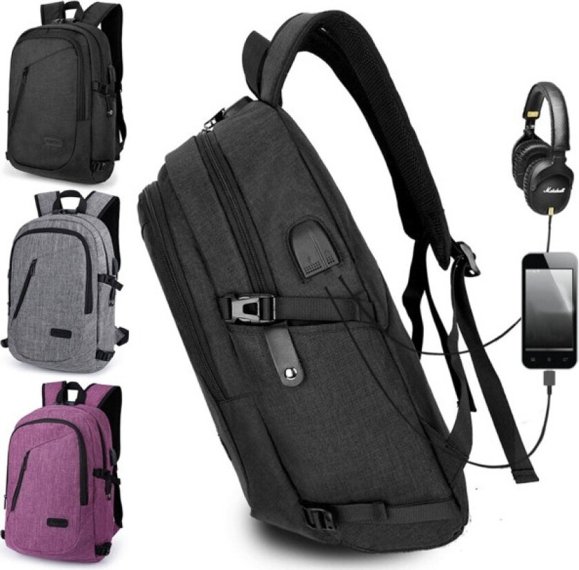 Anti-tyveri Ryggsekk / Kodelås Veske - Multifunksjonell Svart