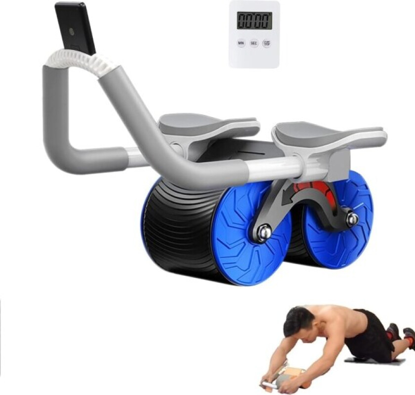 Ab Roller Wheel Automatisk Tilbakeslag Hjemmet Mageøvelse Styrketreningsutstyr Med Tykk Knepute Matte For Nybegynner Kjerneøkter