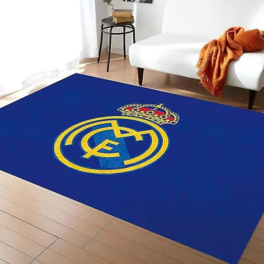Fotballag logotyp område teppe sklisikker gulvmatte dørmatte Real Madrid teppe egnet for soverom innendørs og utendørs 80*120cm