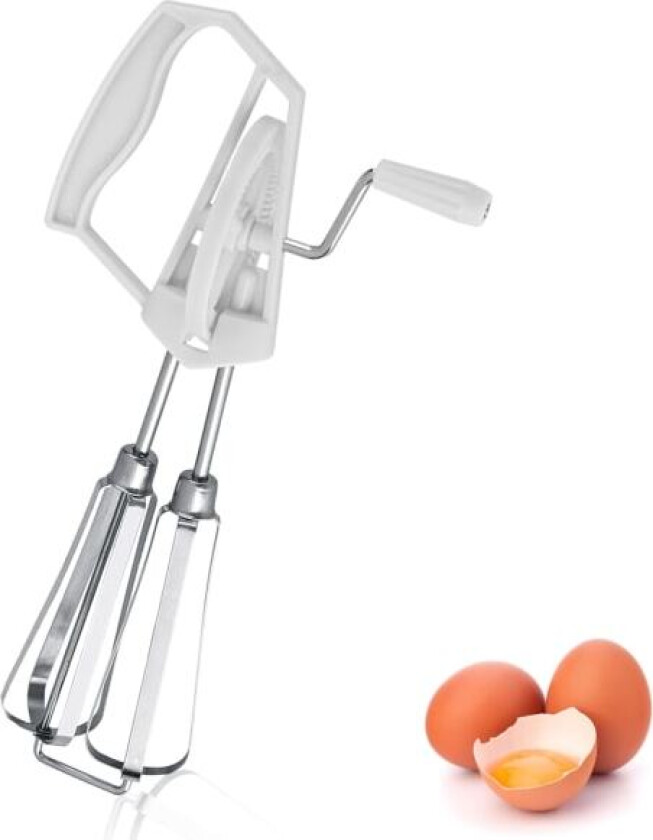 Rotasjonsvisp, Manuell visp i rustfritt stål, Eggvisp Håndholdt eggvisp, Manuell roterende kjøkkenmikser Hånd Push Visp Blender Matlagingsverktøysmikser