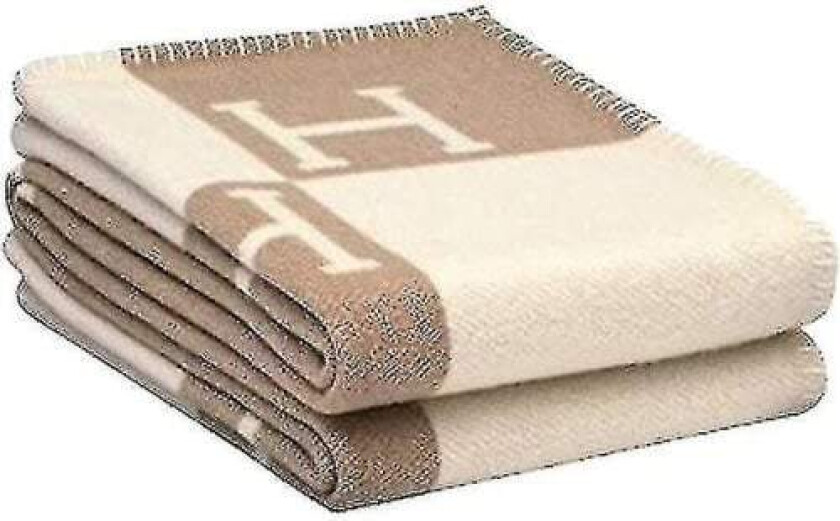 Pledd H-teppe Kasjmir Blanding Heklet Bærbar 130x170cm Khaki null none-WELLNGS