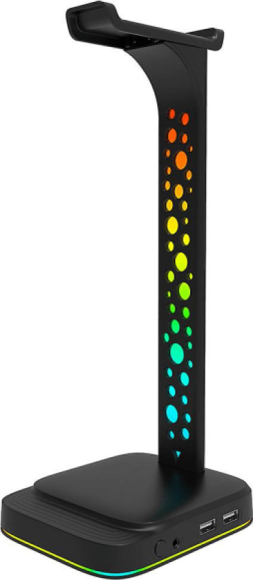 RGB-hodetelefonstativ Gaming Headset-holder med 2 USB-lader og 3,5 mm port