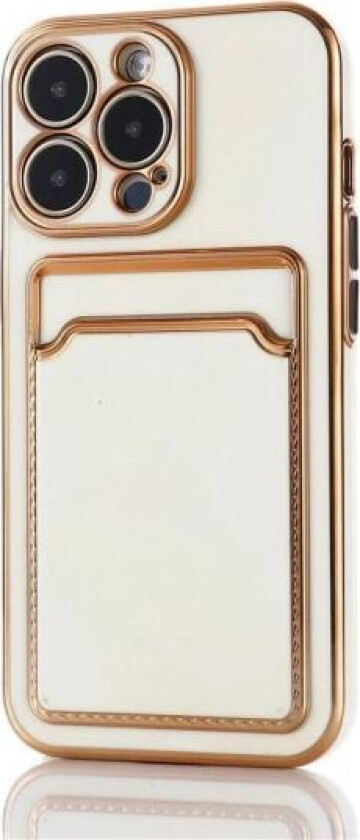 iPhone 13 Pro Max deksel lommebok kortholder silikon hvitt rosa gull White one size