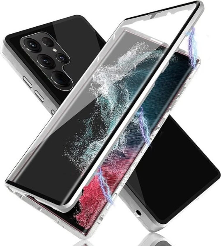 Dobbeltsidig (Magnetisk) Deksel - Samsung Galaxy S22 Ultra Silver