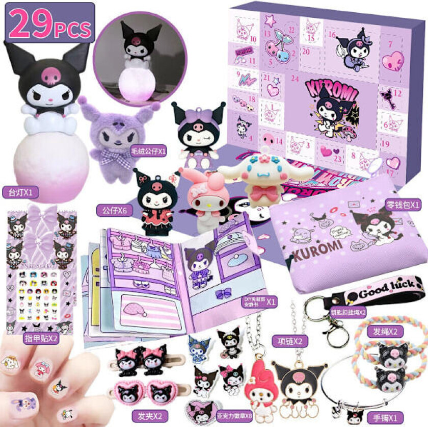Adventskalender for Jenter 2024 - Adventskalender Tilbehør Julepynt Kuromi