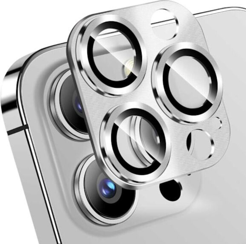 iPhone 13 Pro/13 Pro Max linsedeksel metall herdet glass sølv sølv