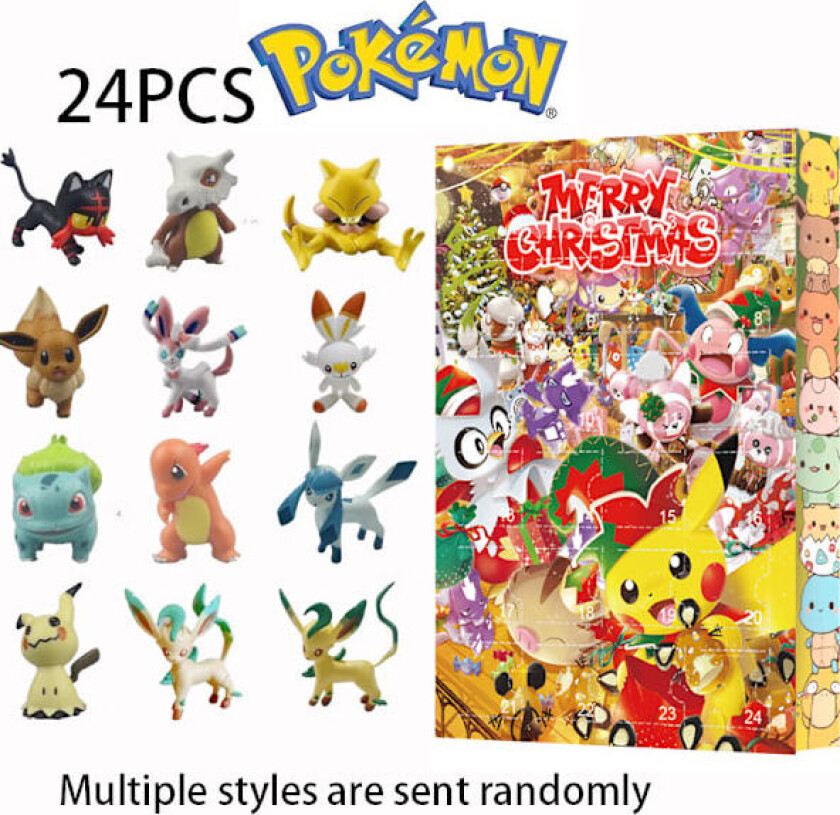 Julekalender 2024 Adventskalender Blind Box 24-dagers nedtelling kalender Blind Box Pokémon A