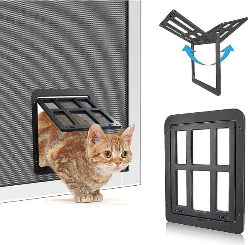 Katteluke, Fluenettdør med Automatisk Lukking Hundeluke med Magneter, Fluenettdør Balkongdør med Katteluke Dyreluke