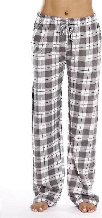 IC Pyjamasbukser til kvinner med lommer, myke flanellrutete pyjamasbukser til kvinner CNMR grå S