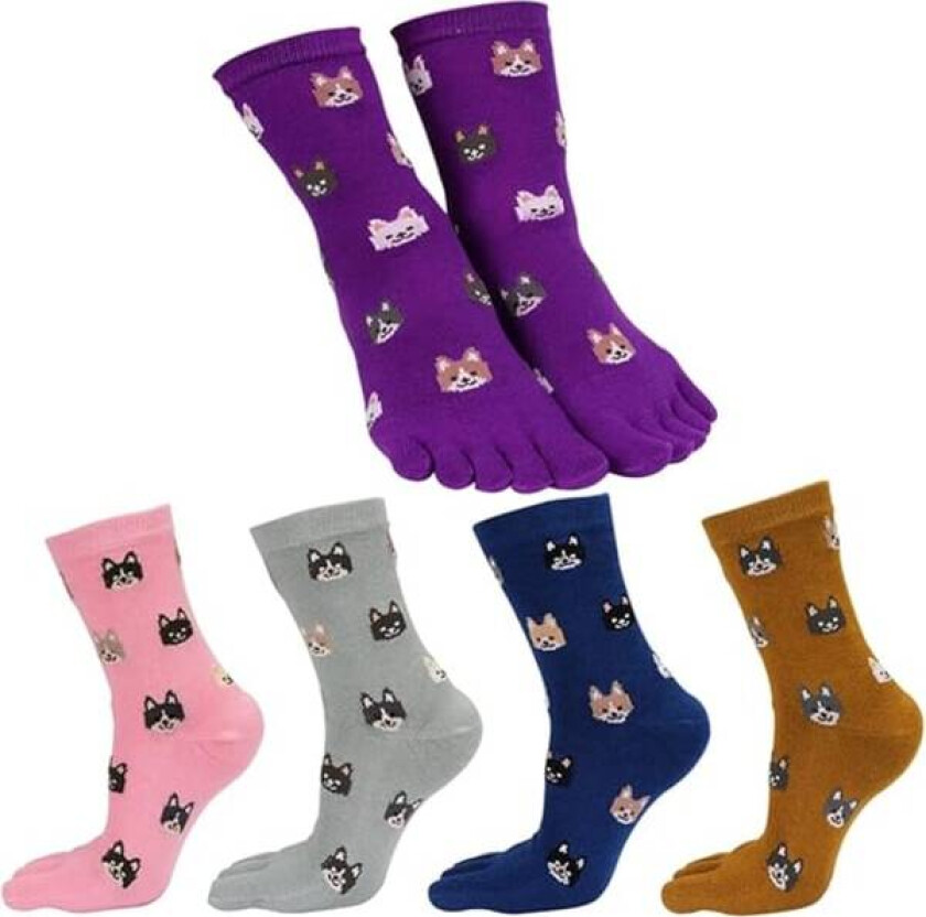 Tåsokker Bomull Crew Fem Fingre Sokker Løping Atletisk for Menn Kvinner 5 Pakk