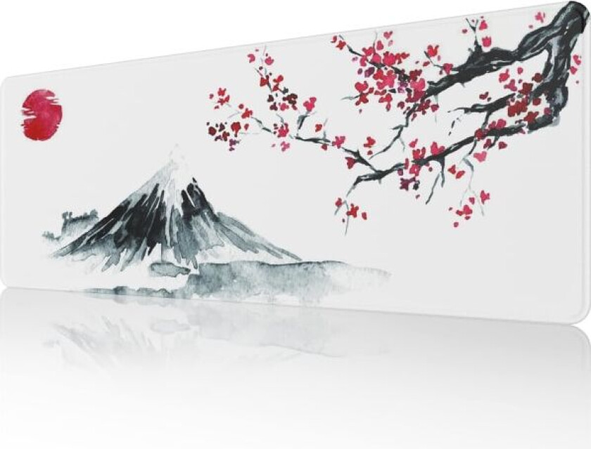 Japansk kirsebærblomst hvit musematte (31,5 × 11,8 × 0,12 tommer)