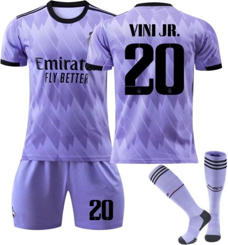 Ny sesong 2022-2023 Real Madrid Fotballdrakt Fotballdrakter VINI JR. Nr 20 barn 20(110-120cm) zdq