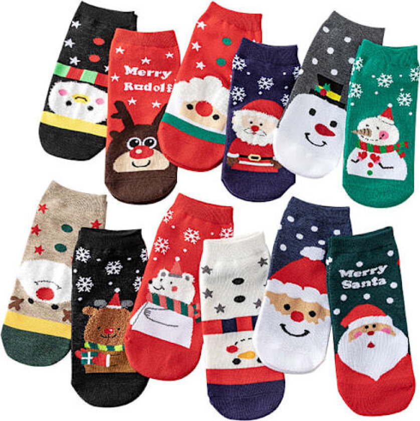 Julegave 12 Par Julestrømper For Kvinner: Adventskalender, For Kvinner Og Voksne, Julekalender Med 12 Overraskelser