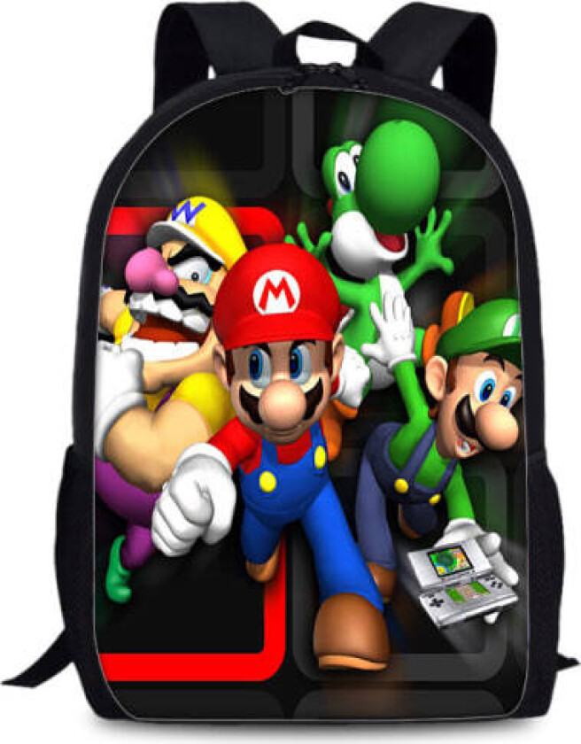 Tegneserie Ryggsekk Lett Vanntett Skoleveske Gave 17 Tommers Tegneserie Laptop Ryggsekk (Mario)