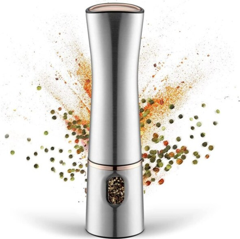 Elektrisk pepperkvern, krydderkvern i rustfritt stål, pepper, salt