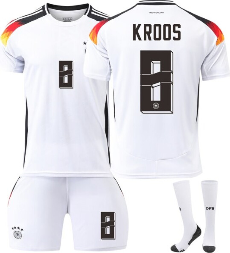 Tyskland Hjem Euro 2024 Drakt Fotballdrakt Barn Menn Kit Nr.8 KROOS With socks 26