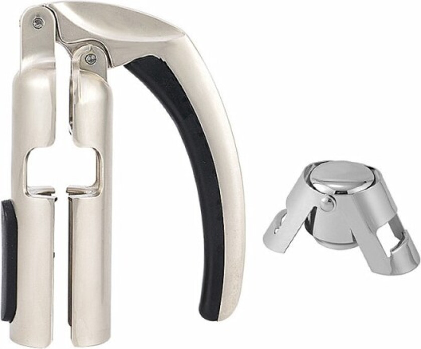 Champagneflaskeåpner korketrekker for musserende vin, vinkorketrekker profesjonell rustfritt stål (korketrekker + champagnestopper)