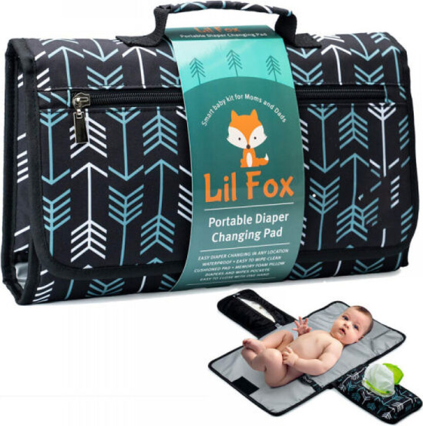 Bærbar stellematte for baby - Vanntett stellematte for reiser - Sammenleggbar stellematte for baby med innebygd pute og lommer